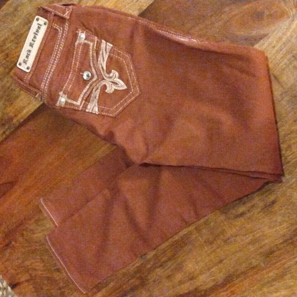 Rock Revival Rust-Colored Ankle Skinny Jeans Size 27 NWT